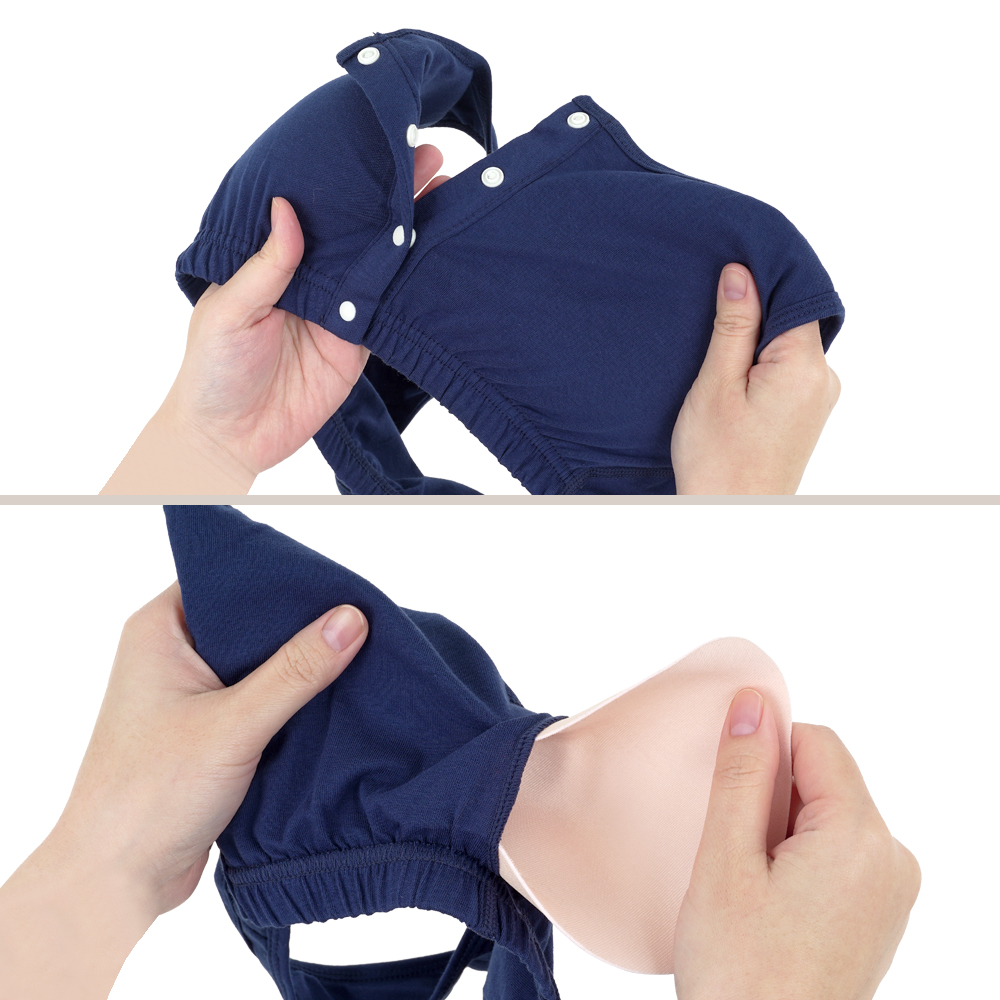 綿混こだわりの前あきブラ ネイビーの商品画像 5